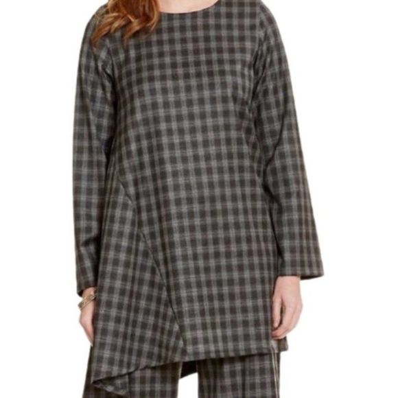 bryn Walker Tops - BRYN WALKER Sway Plaid Tunic Extra Large XL Gray Black Lagenlook